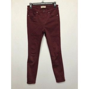 Madewell Women 9" High Rise Skinny Jeans Size 26 Burgundy Denim M113 -25